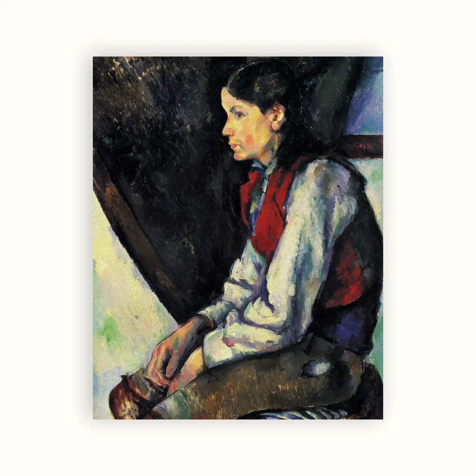Boy in a Red Vest by Paul Cézanne, 1888–1890: as a fine art print