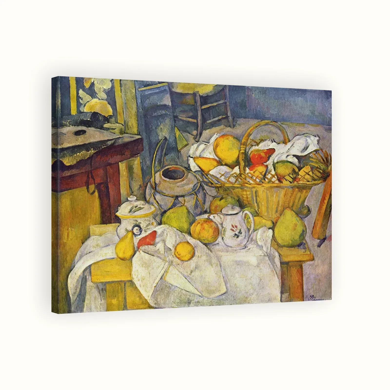Still life with fruit basket by Paul Cézanne, 1888: Stretched canvas