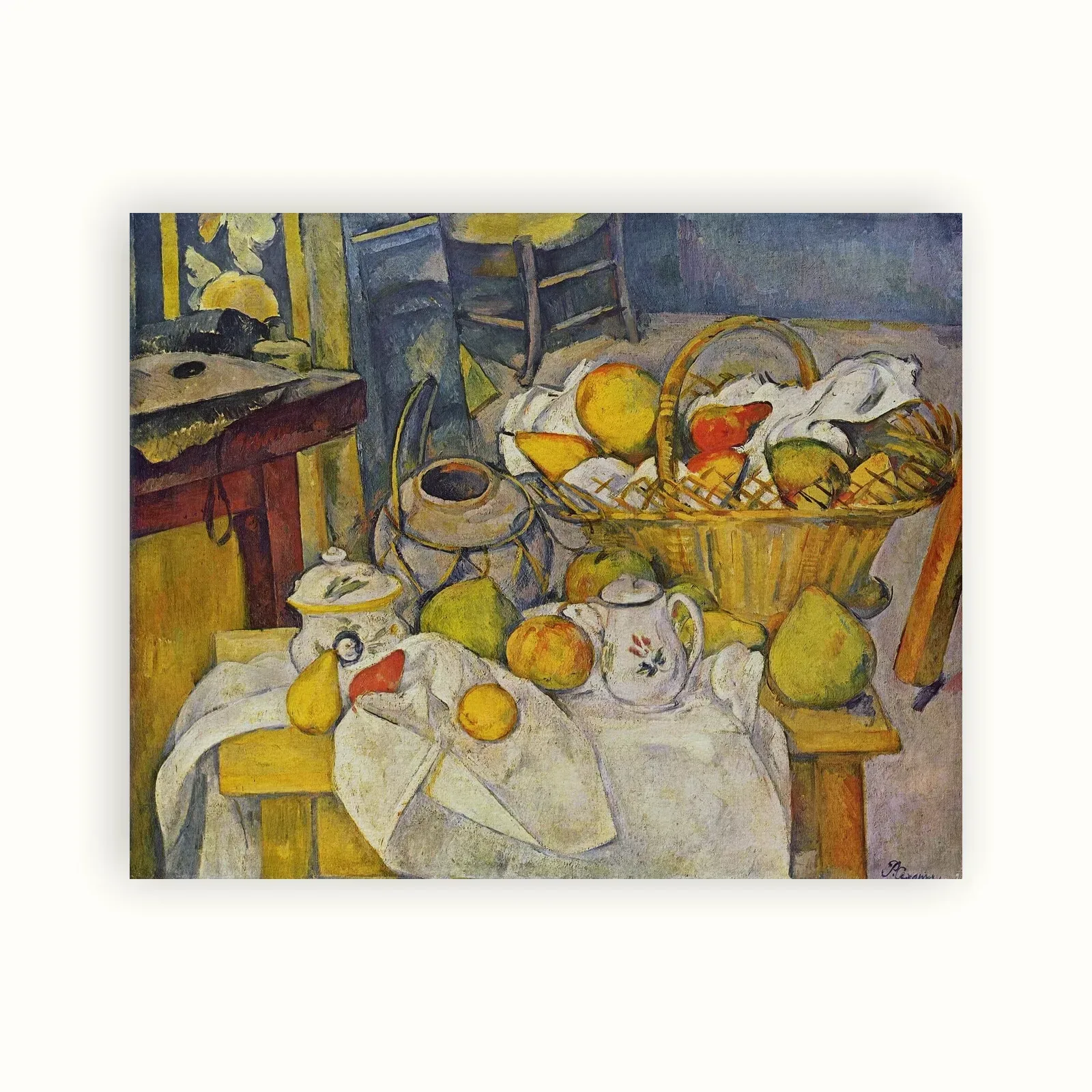 Still life with fruit basket by Paul Cézanne, 1888: as a fine art print