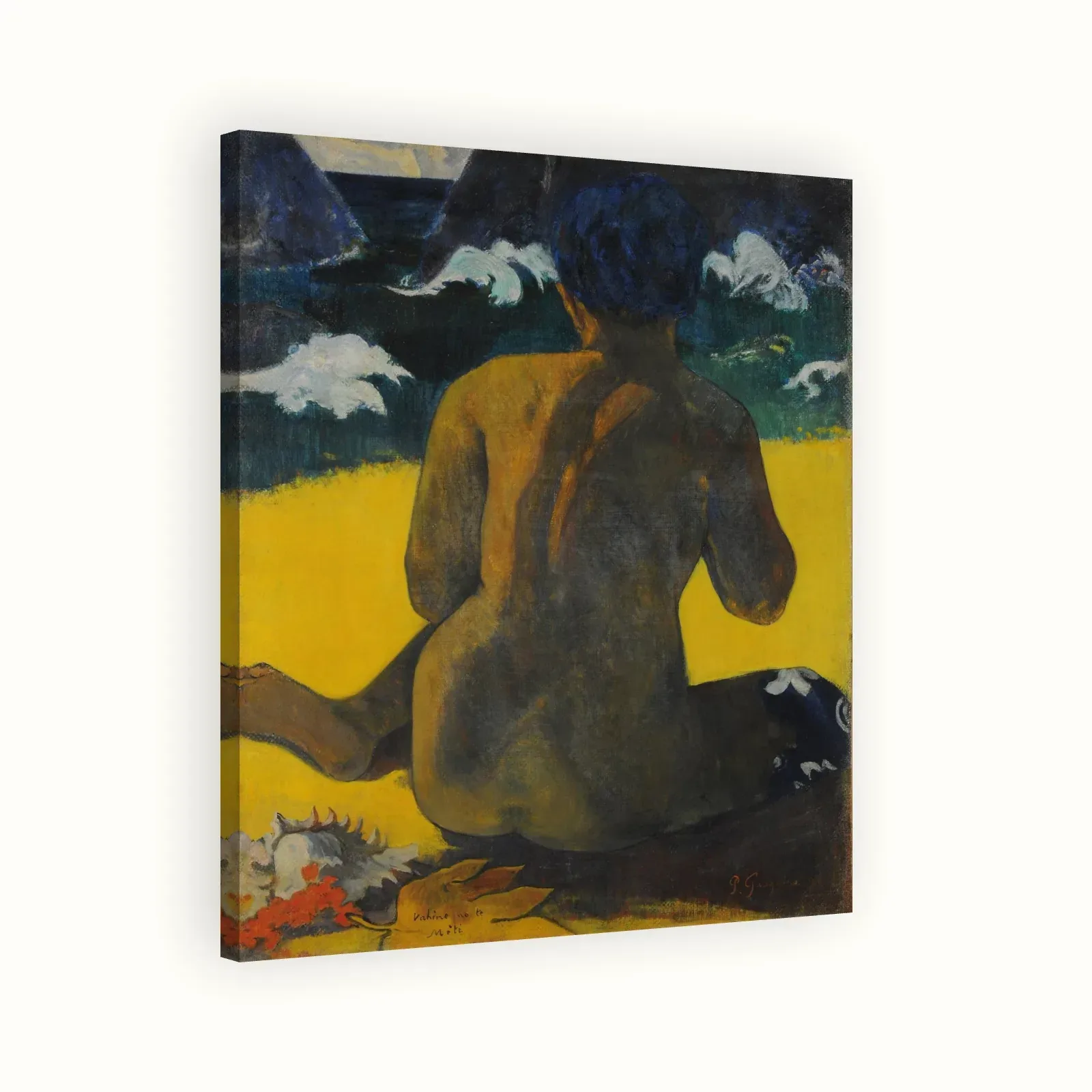 Woman at the beach by Paul Gauguin, 1892: Stretched canvas