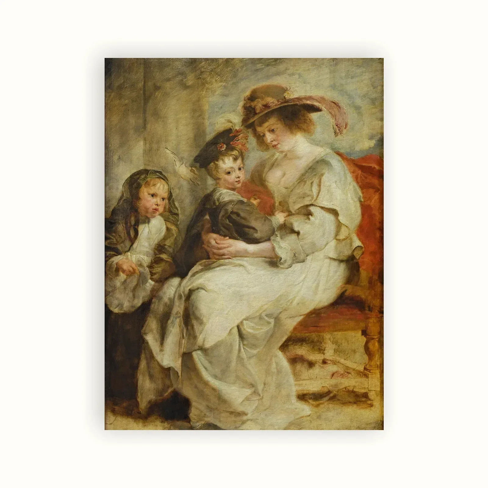 Portrait of Helena Fourment with Clara-Johanna and Frans Rubens by Peter Paul Rubens, 1636: as a fine art print