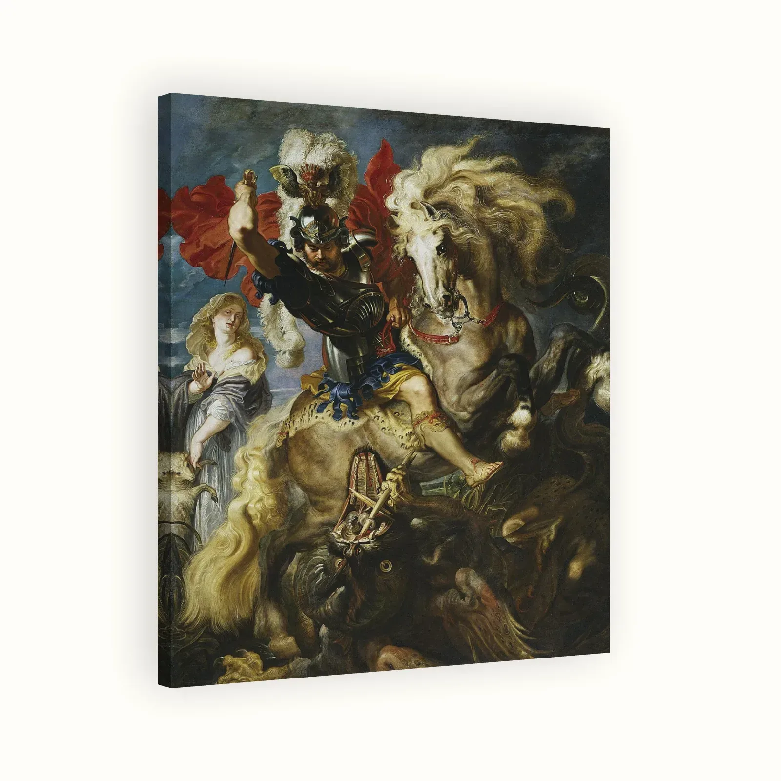 Saint George slaying the dragon by Peter Paul Rubens, 1606: Stretched canvas
