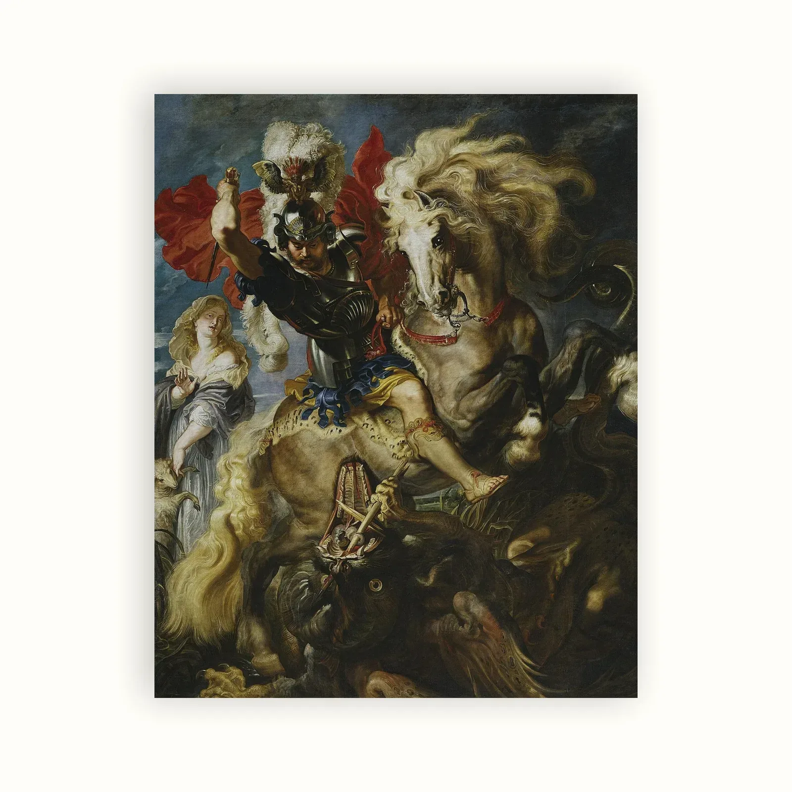 Saint George slaying the dragon by Peter Paul Rubens, 1606: as a fine art print