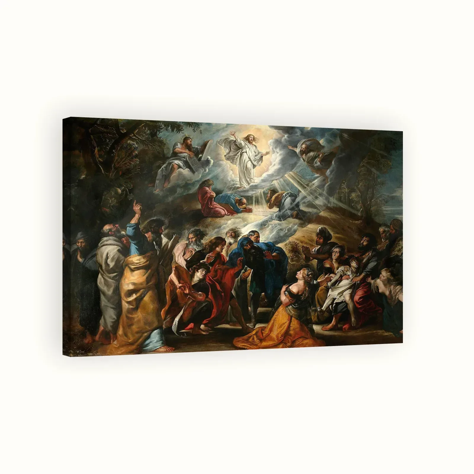 The Transfiguration: Moses and Elijah appear on either side of Christ on Mount Tabor by Peter Paul Rubens, 1605: Stretched canvas