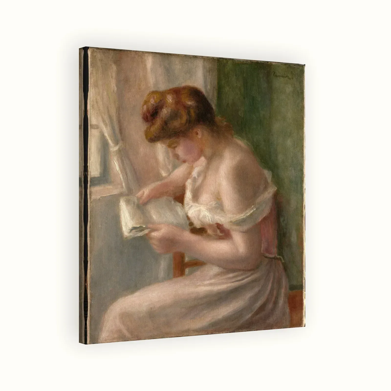 Woman Reading by Pierre-Auguste Renoir, c. 1895: Stretched canvas