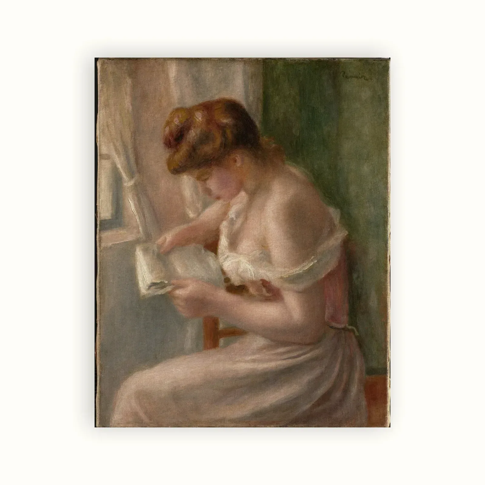 Woman Reading by Pierre-Auguste Renoir, c. 1895: as a fine art print