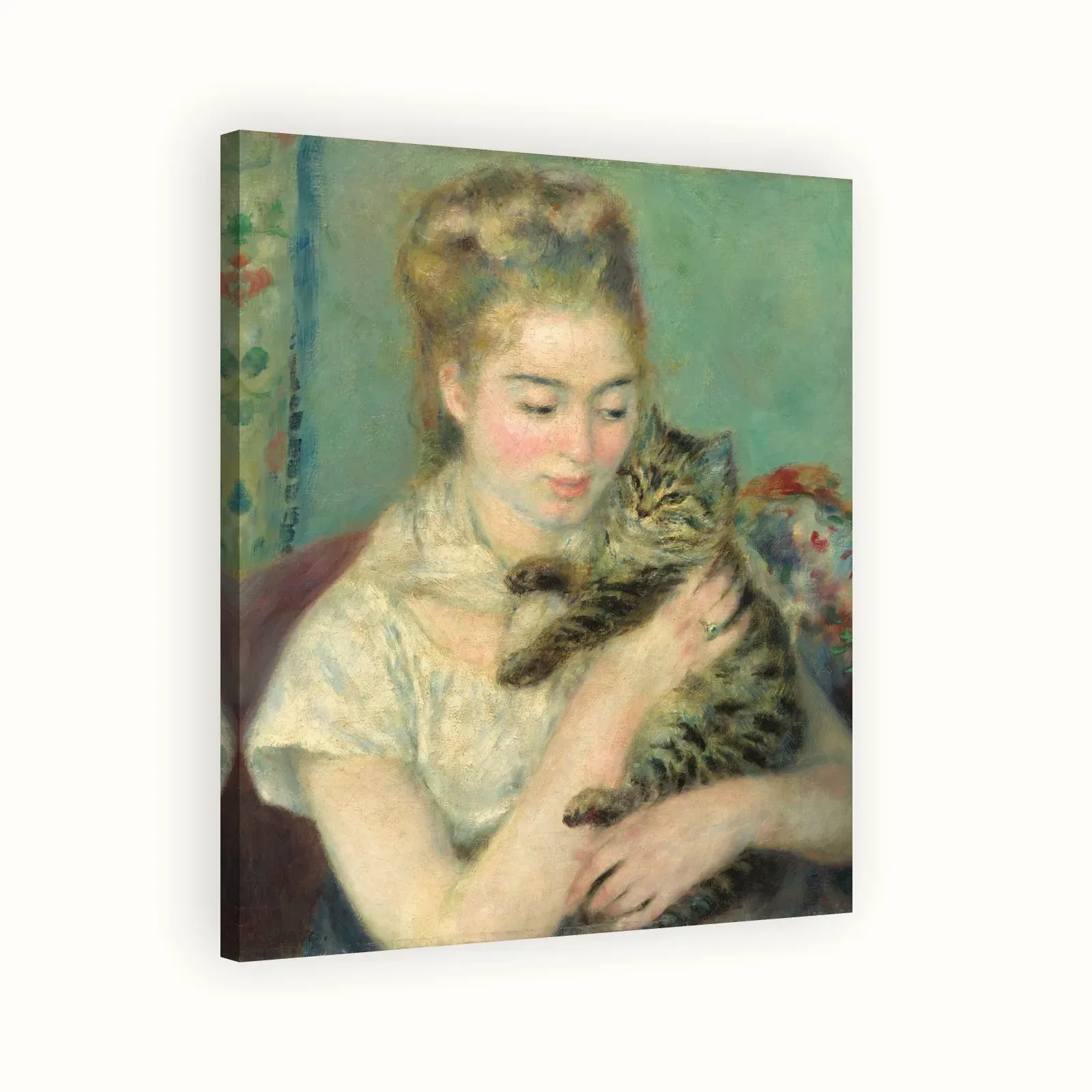Woman with a Cat by Pierre-Auguste Renoir, c. 1875: Stretched canvas