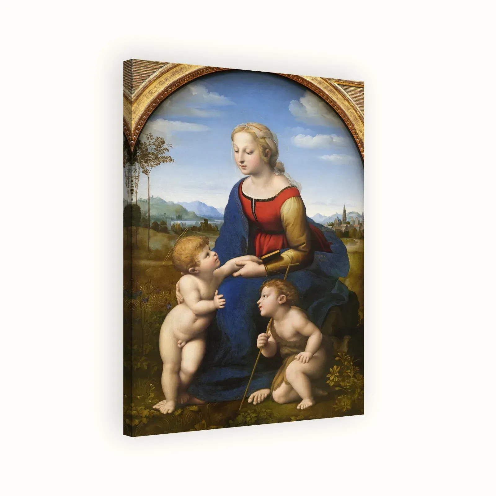 Madonna with Child and St John by Raphael, 1500s: Stretched canvas