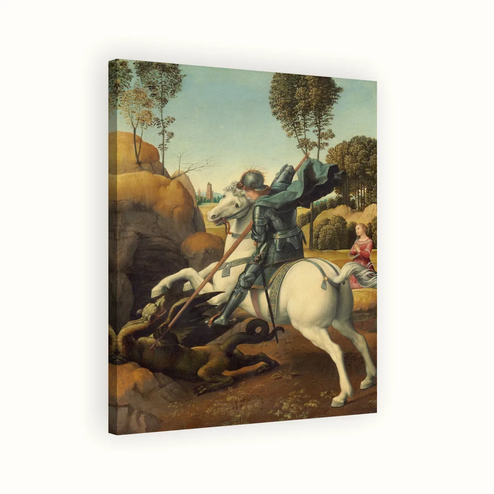 Saint George and the Dragon by Raphael, 1505: Stretched canvas