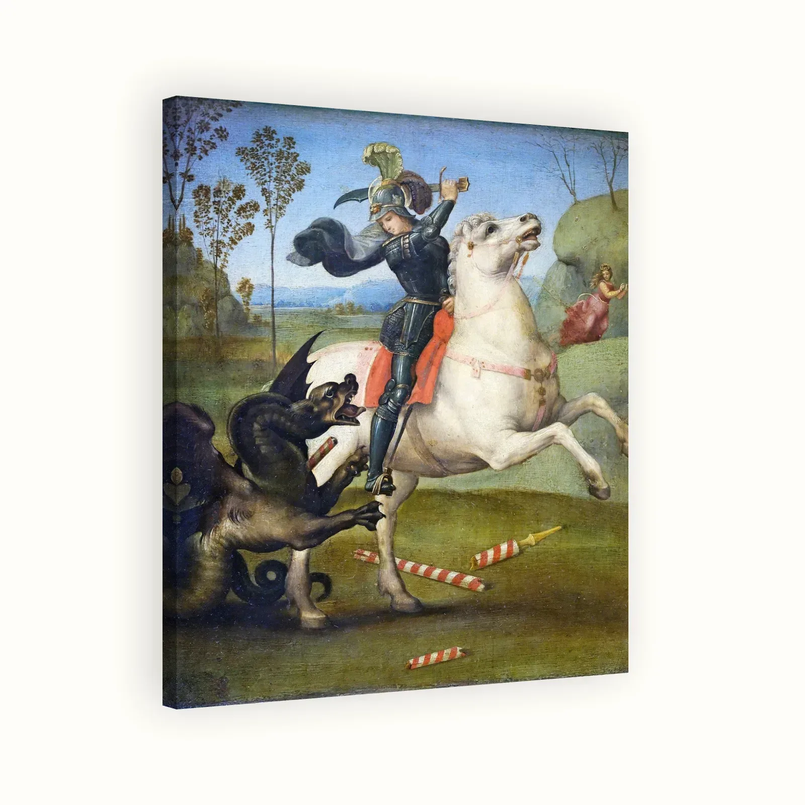 Saint George fighting the dragon by Raphael, 1503–1505: Stretched canvas