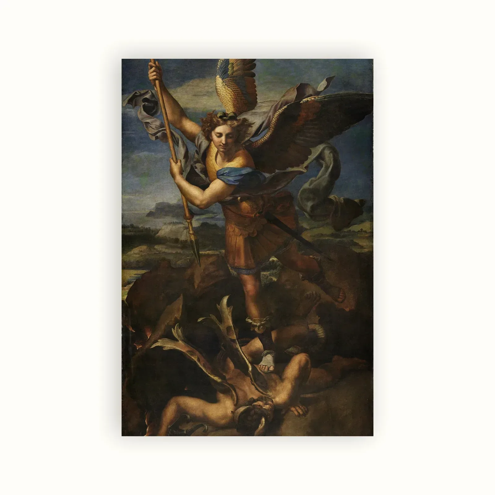 St. Michael Vanquishing Satan by Raphael, 1518: as a fine art print
