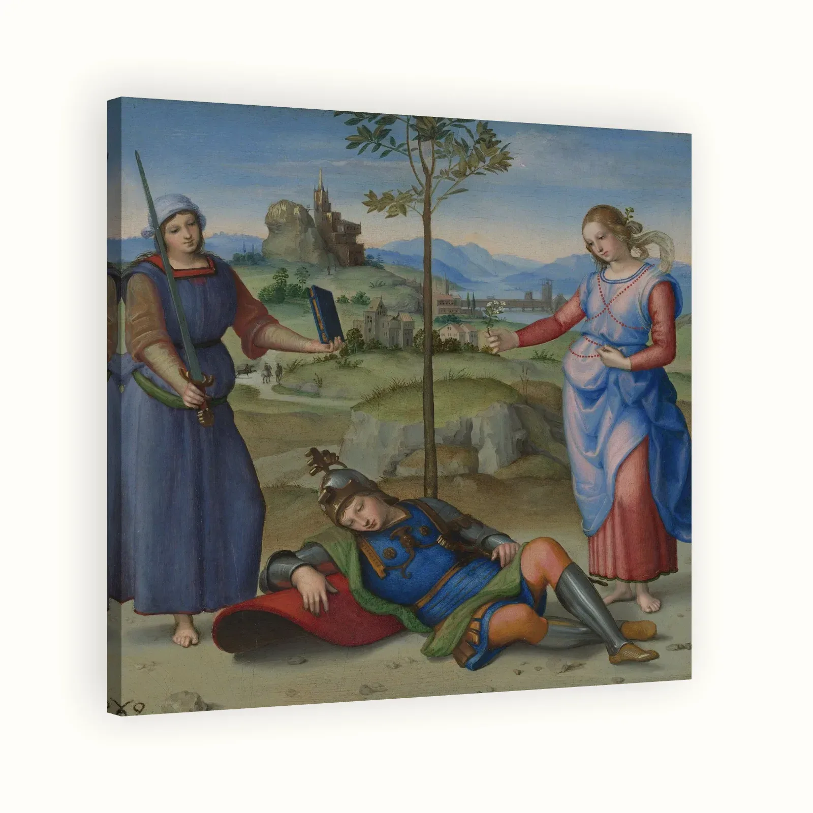The Dream of a Knight by Raphael, c. 1504: Stretched canvas