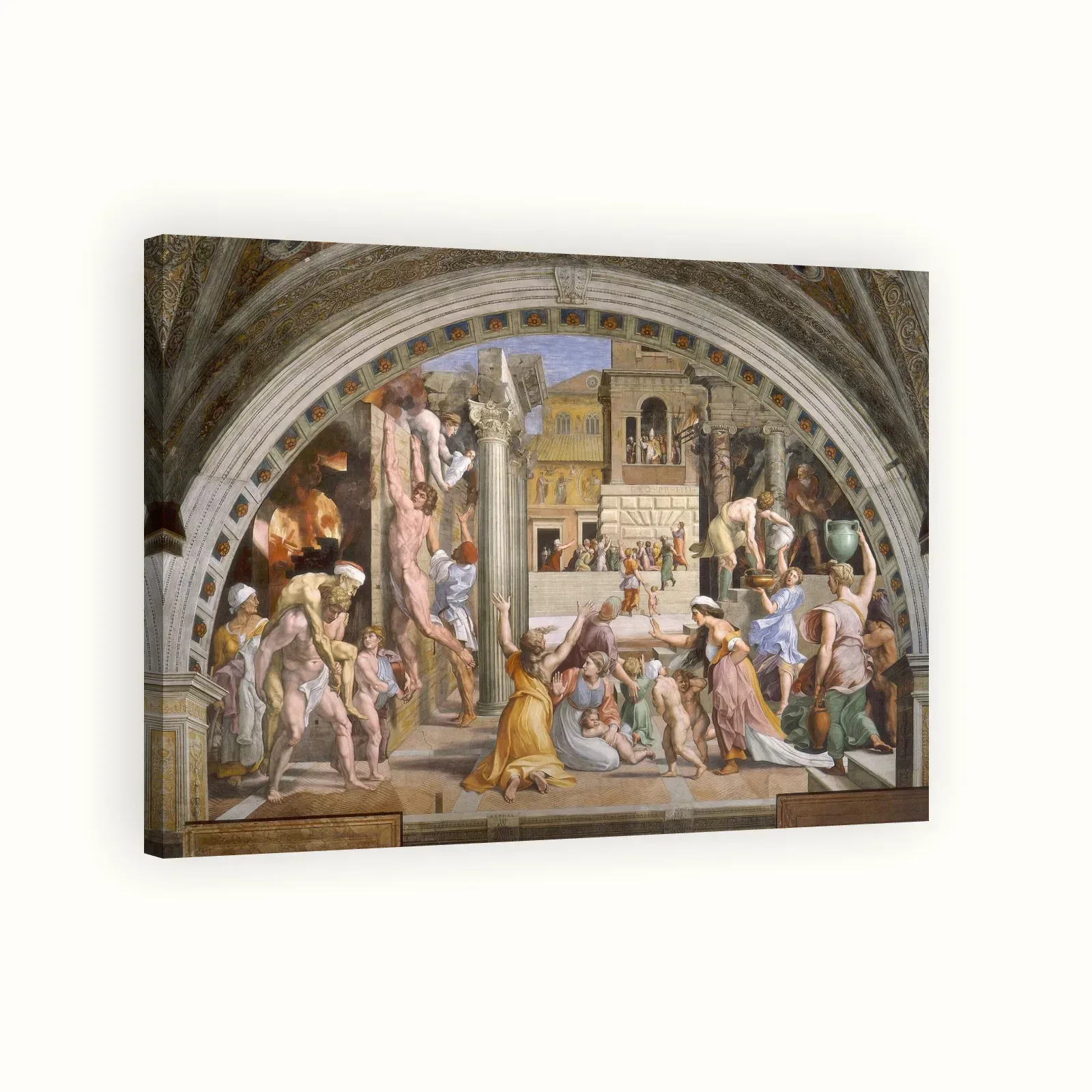 The Fire in the Borgo by Raphael, 1514: Stretched canvas