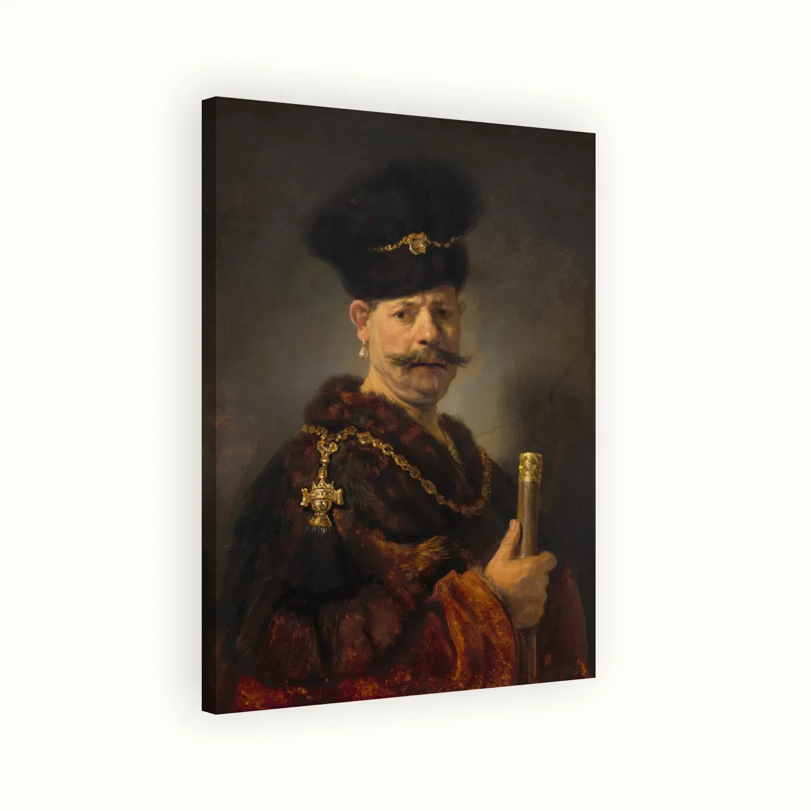 A Polish Nobleman by Rembrandt, 1637: Stretched canvas
