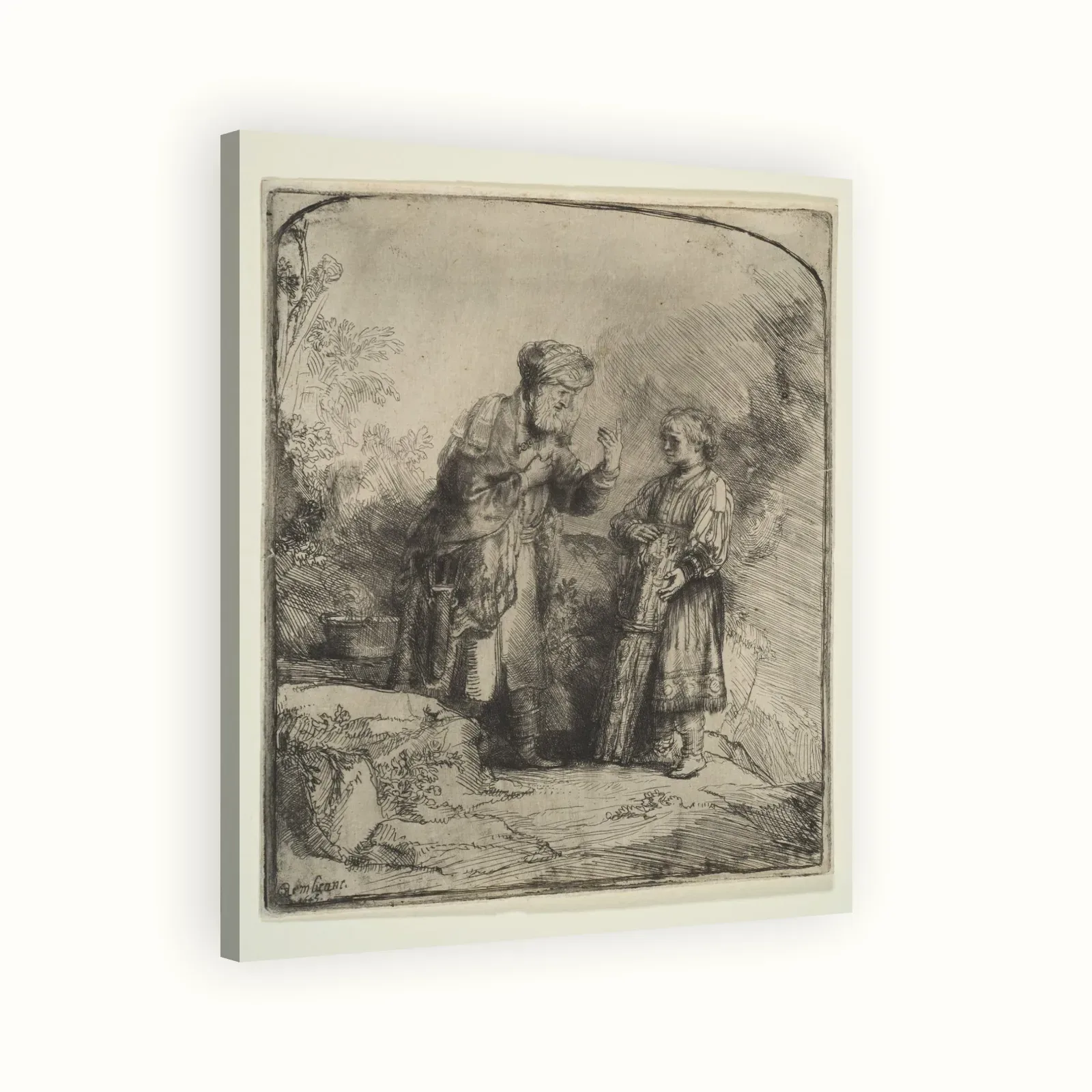 Abraham and Isaac by Rembrandt, 1645: Stretched canvas