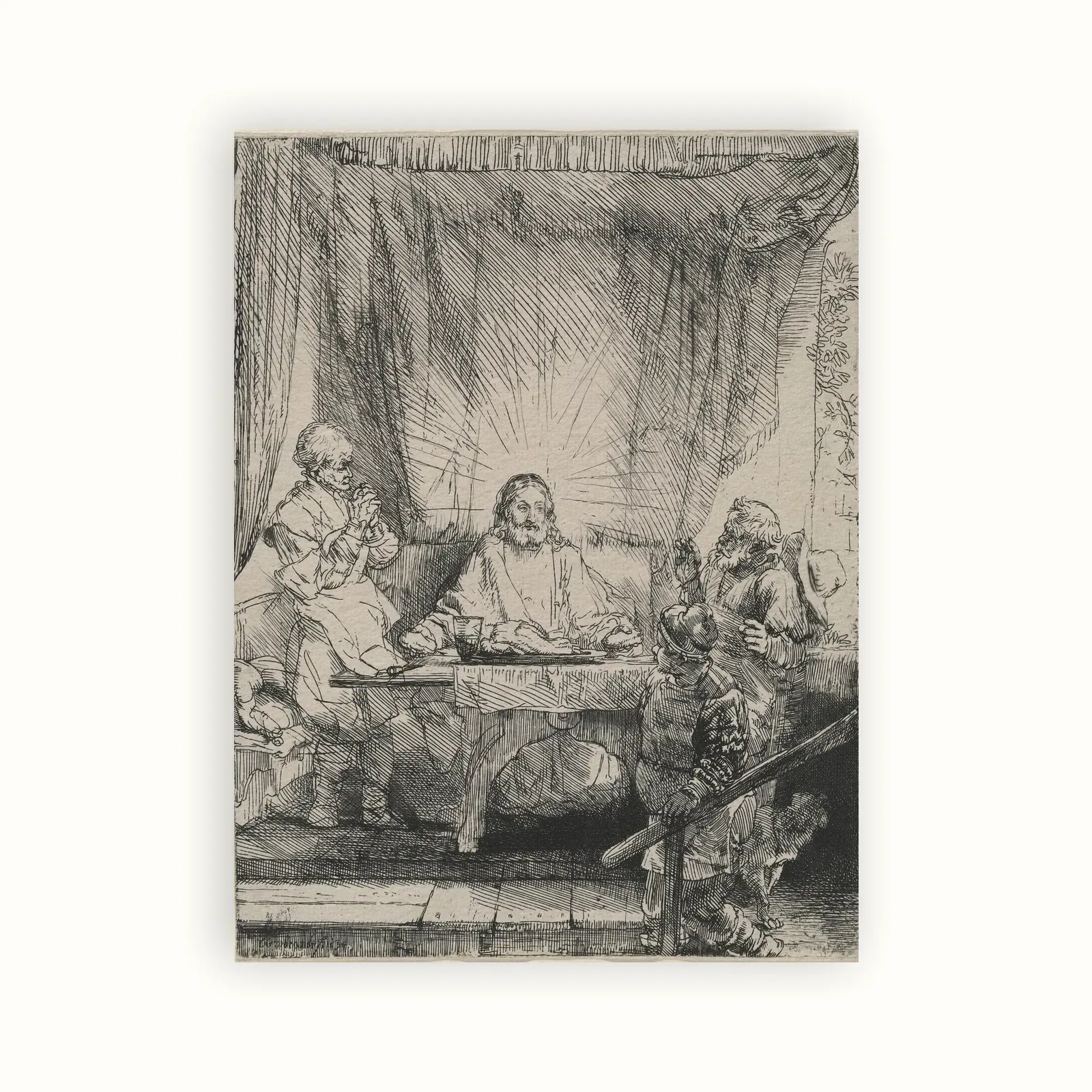 Christ at Emmaus: the Larger Plate by Rembrandt, 1654: as a fine art print