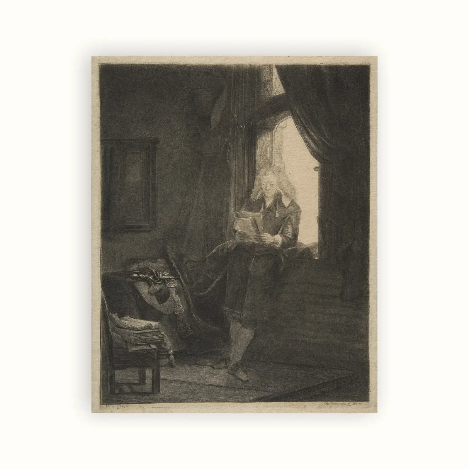 Jan Six by Rembrandt, 1647: as a fine art print