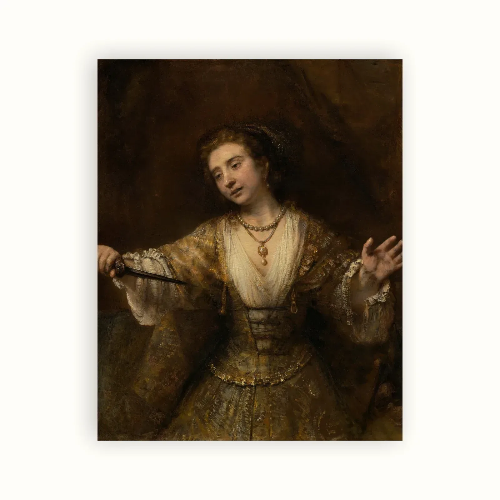 Lucretia by Rembrandt, 1664: as a fine art print