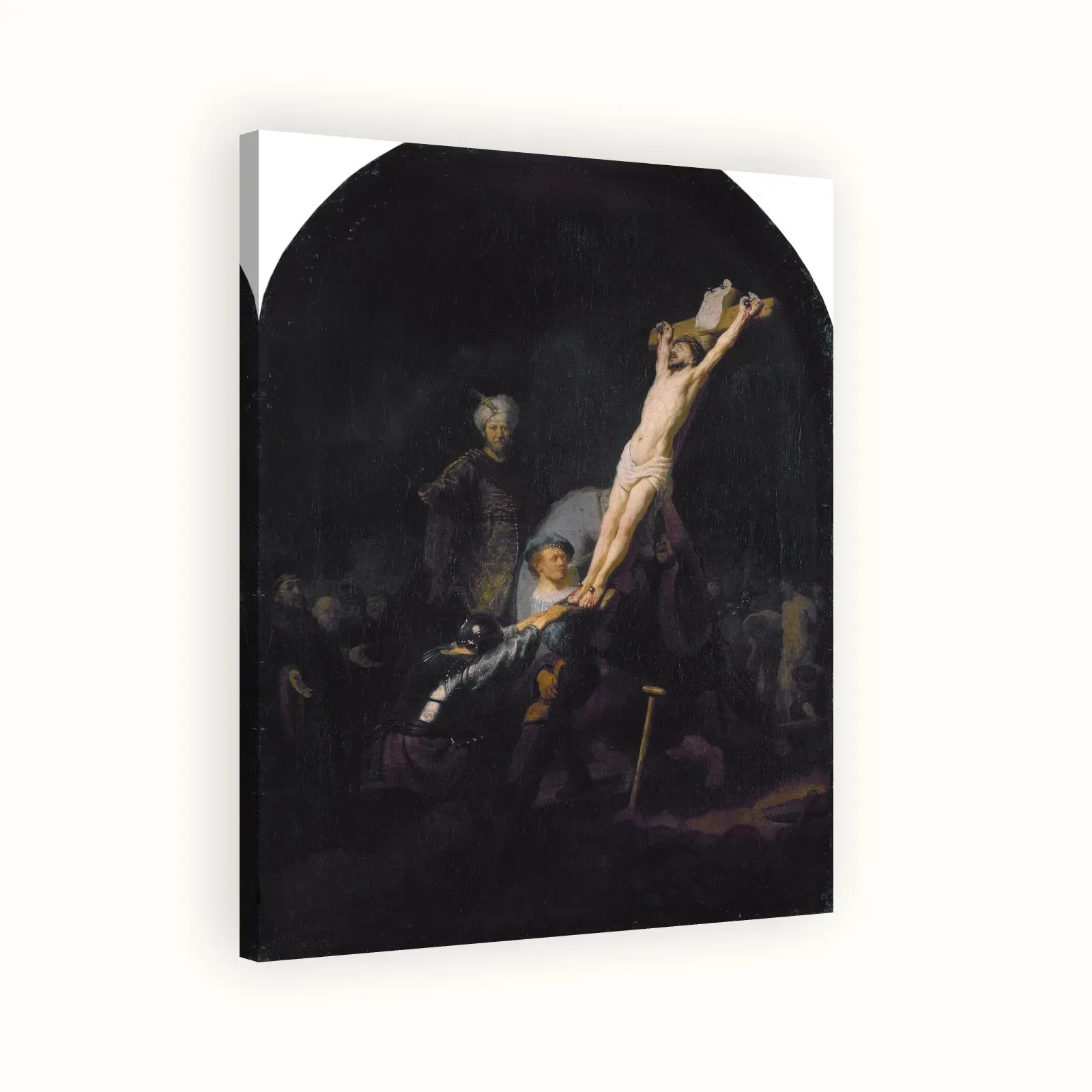 Raising of the Cross by Rembrandt, c. 1633: Stretched canvas