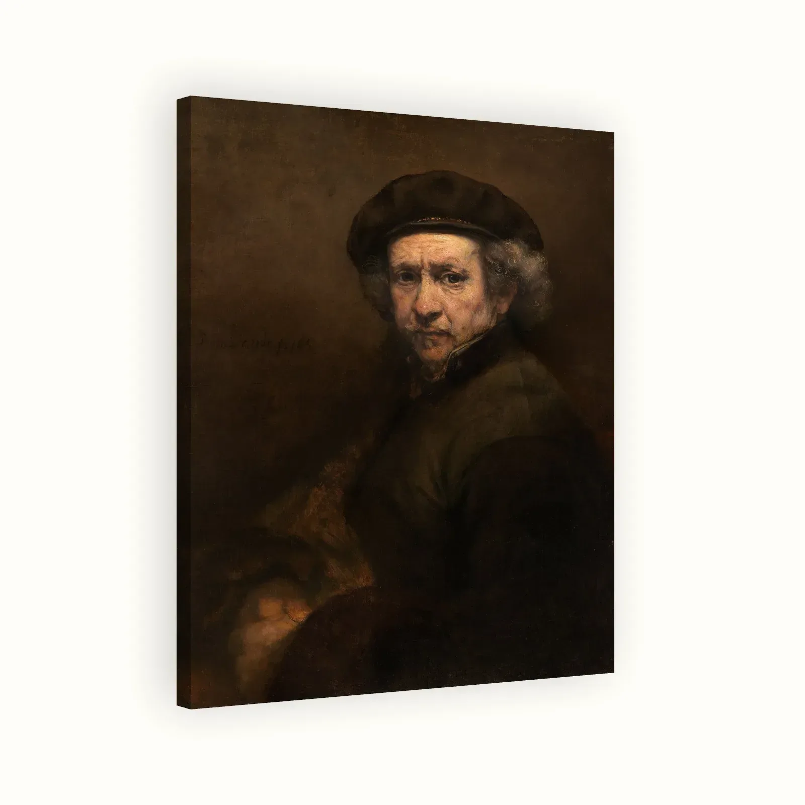 Self Portrait with Beret and Turned-Up Collar by Rembrandt, 1659: Stretched canvas