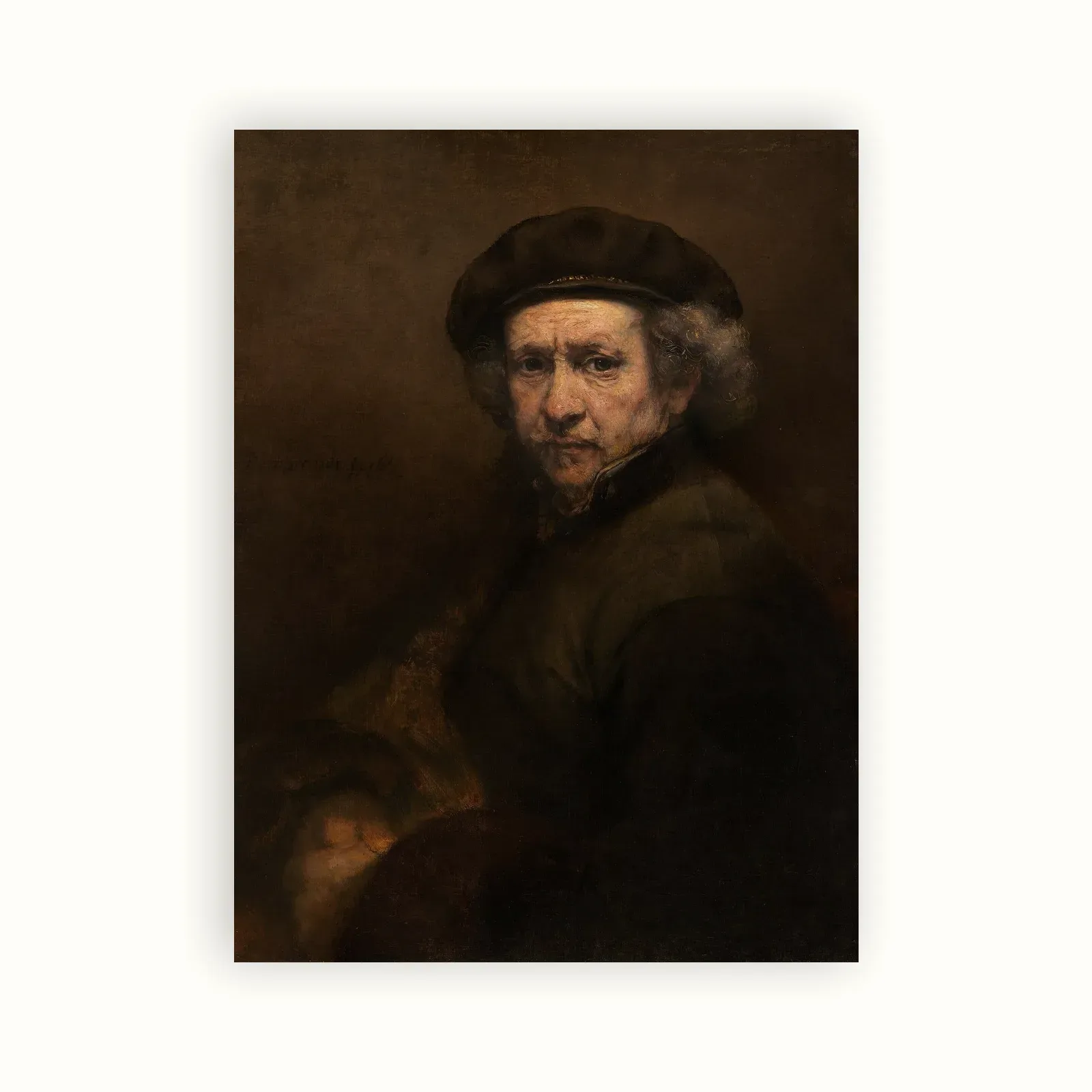 Self Portrait with Beret and Turned-Up Collar by Rembrandt, 1659: as a fine art print