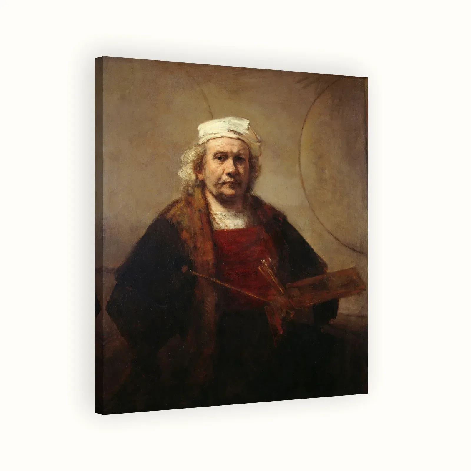 Self Portrait with Two Circles by Rembrandt, c. 1665: Stretched canvas