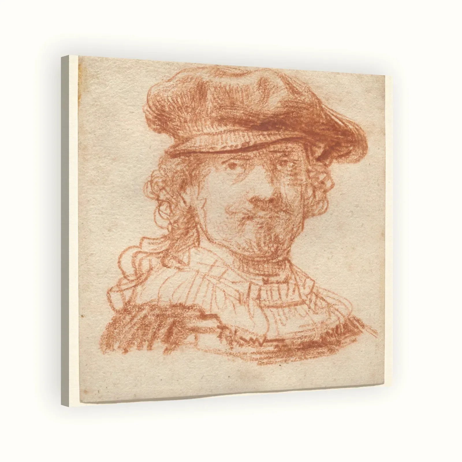 Self-Portrait by Rembrandt, c. 1637: Stretched canvas