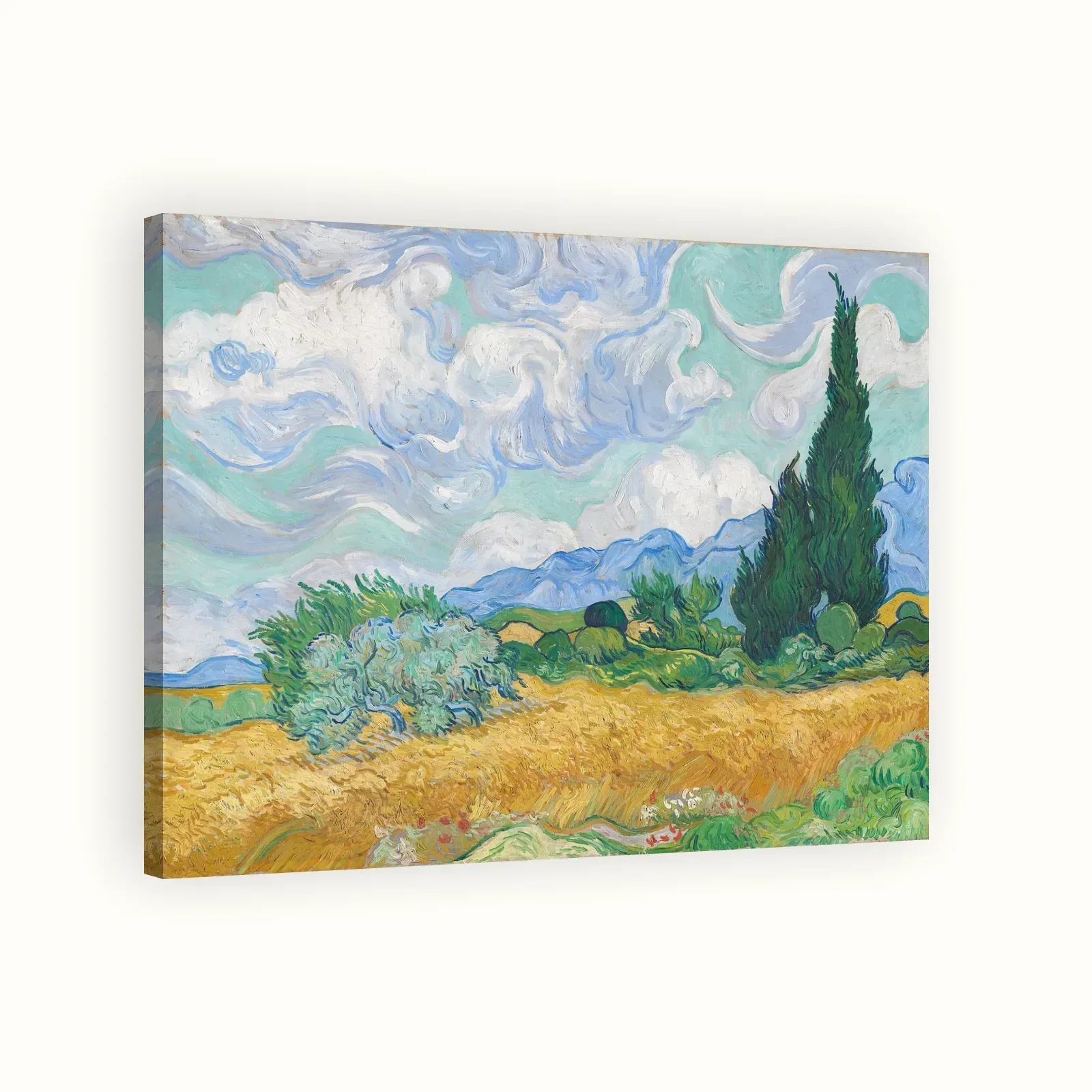A Wheatfield, with Cypresses by Vincent van Gogh, 1889: Stretched canvas