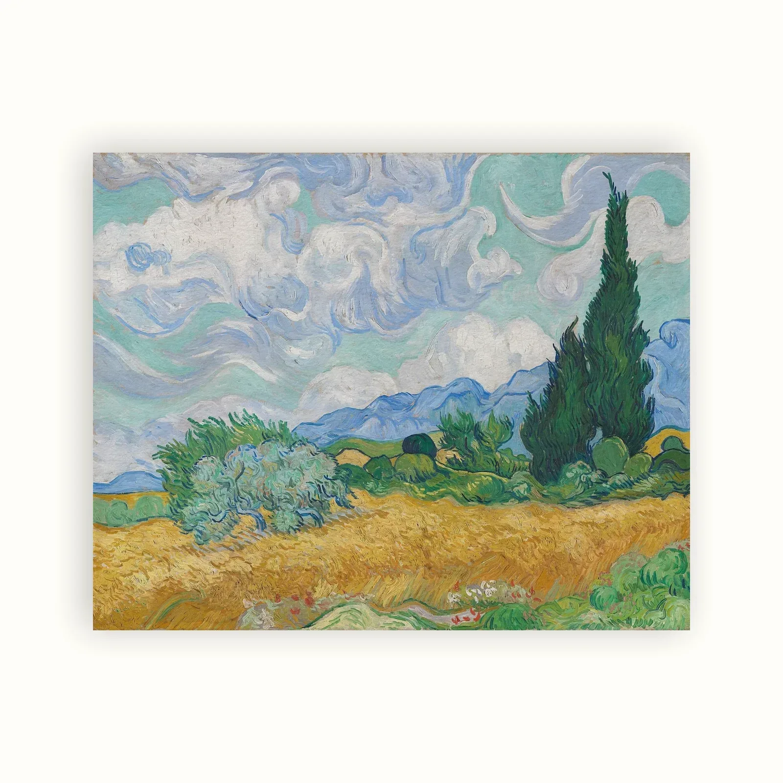 A Wheatfield, with Cypresses by Vincent van Gogh, 1889: as a fine art print