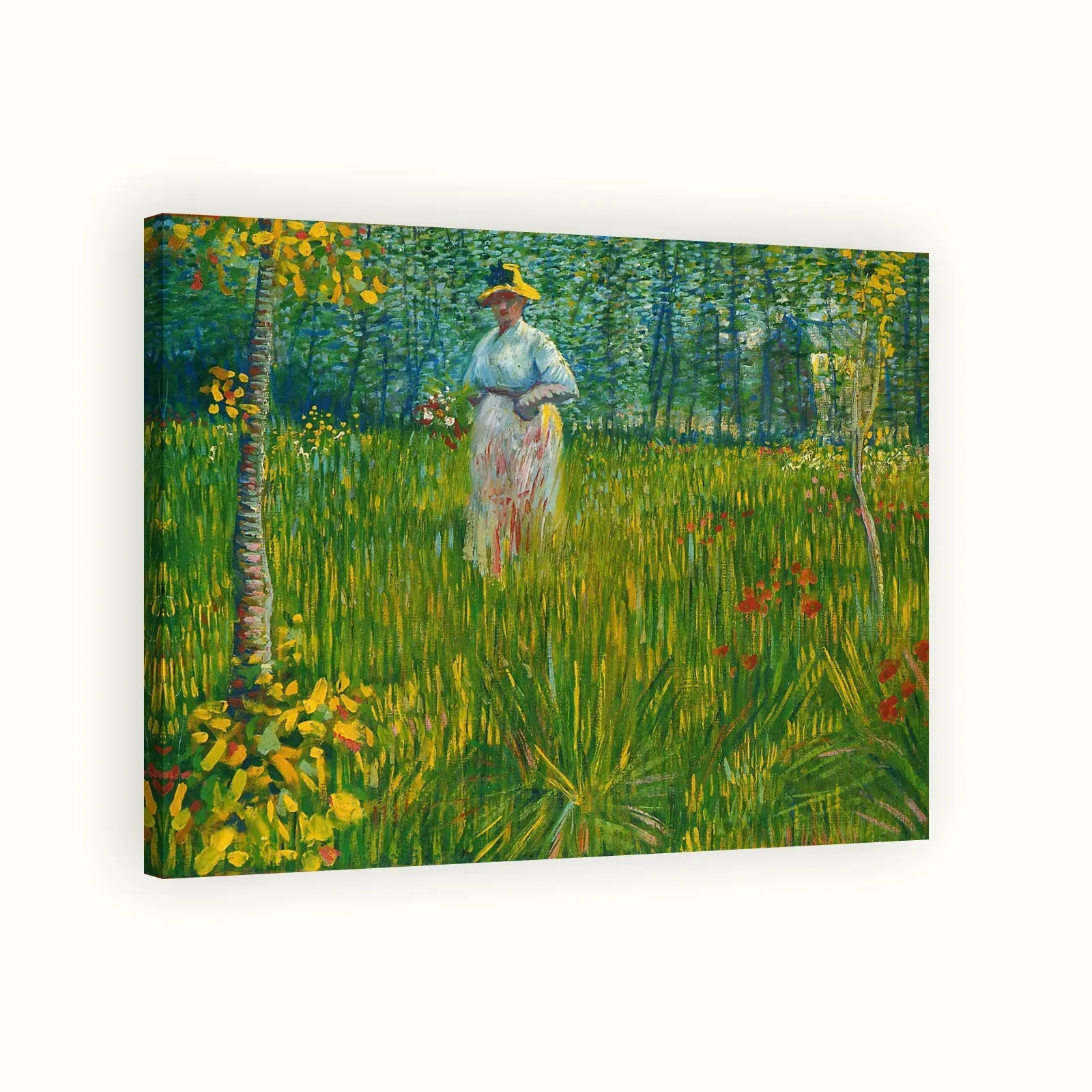 A Woman Walking in a Garden by Vincent van Gogh, 1887: Stretched canvas