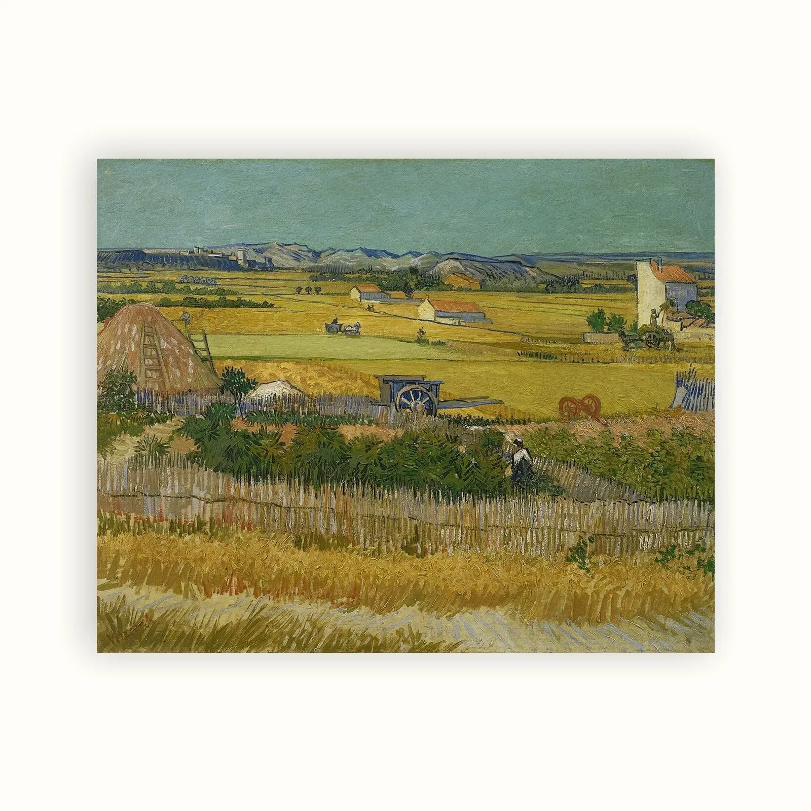 Harvest at La Crau, with Montmajour in the Background by Vincent van Gogh, 1888: as a fine art print