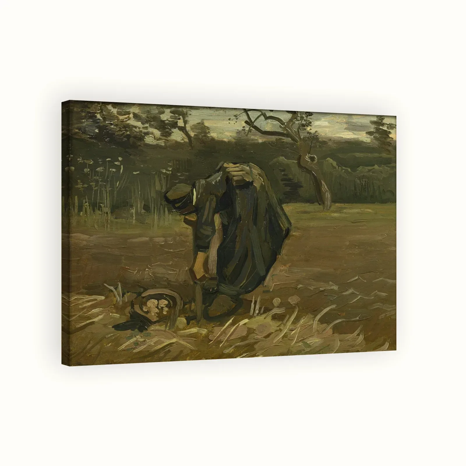 Peasant Woman Digging Up Potatoes by Vincent van Gogh, c. 1885: Stretched canvas