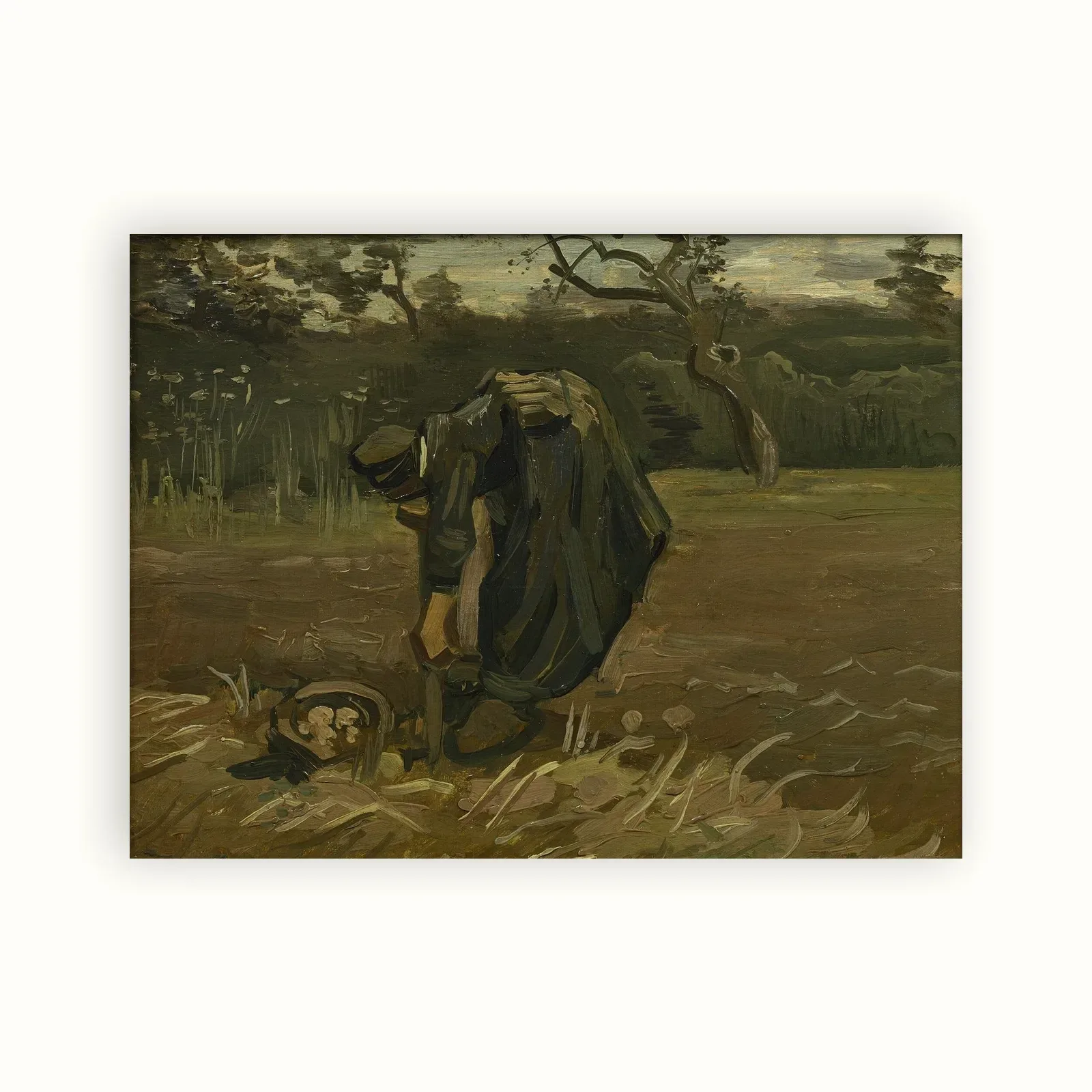 Peasant Woman Digging Up Potatoes by Vincent van Gogh, c. 1885: as a fine art print