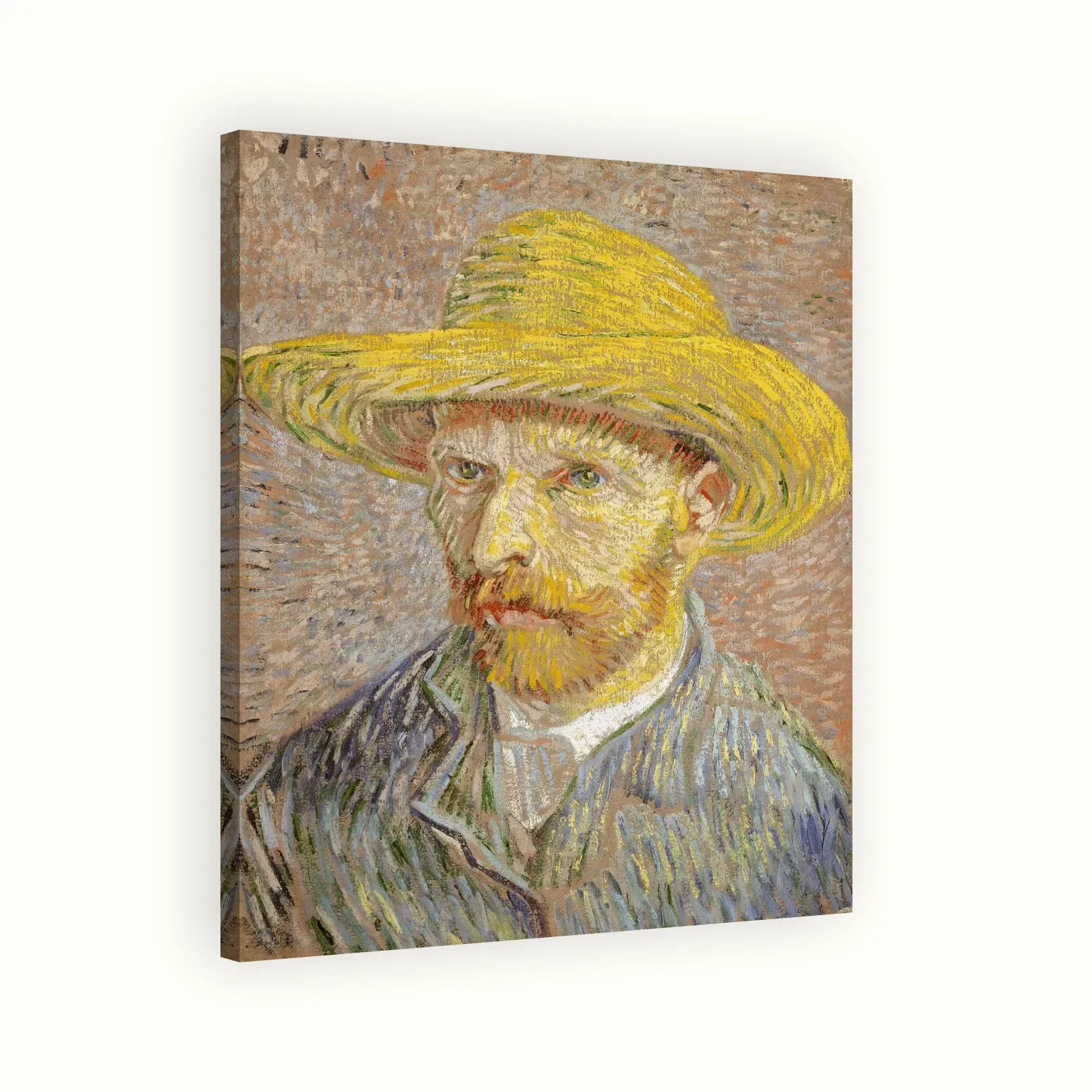 Self-Portrait with a Straw Hat by Vincent van Gogh, 1887: Stretched canvas