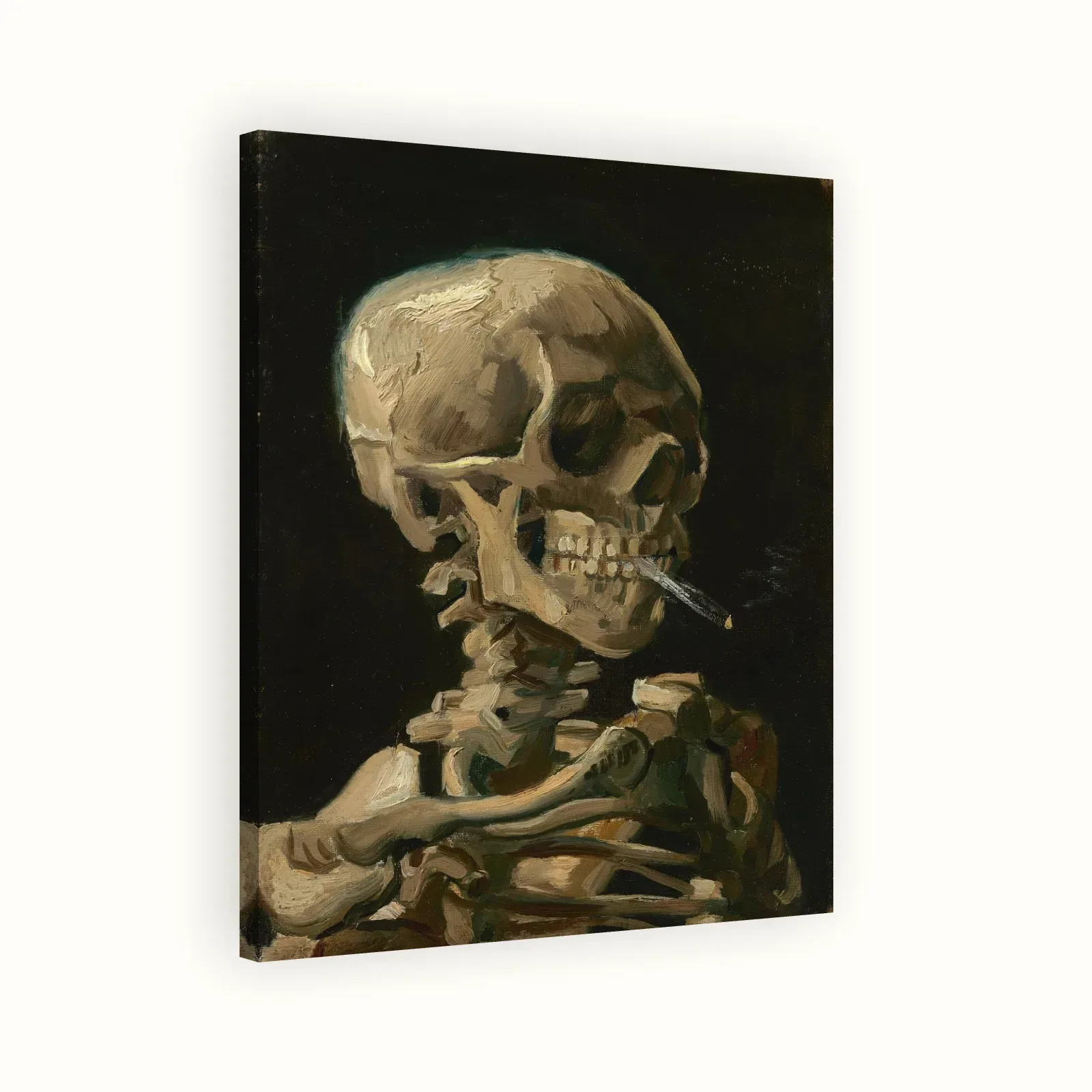 Skull of a Skeleton with Burning Cigarette by Vincent van Gogh, 1886: Stretched canvas