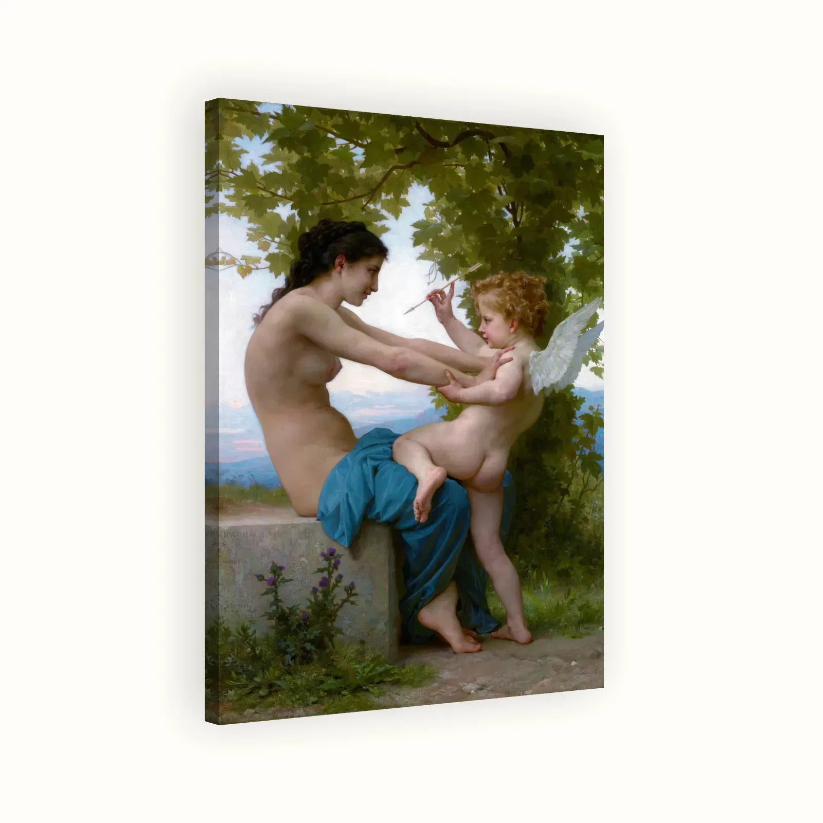 A Young Girl Defending Herself against Eros by William-Adolphe Bouguereau, c. 1880: Stretched canvas