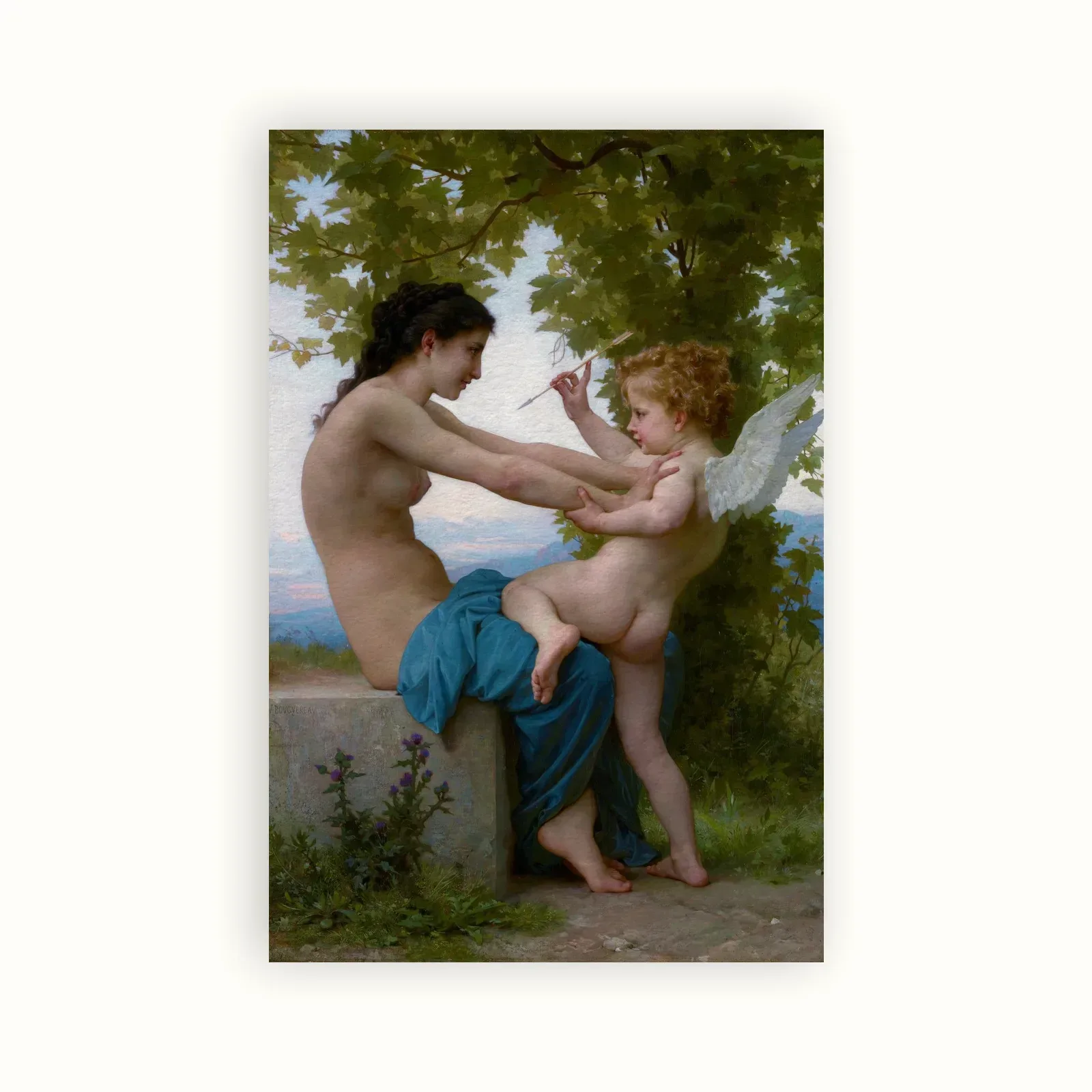 A Young Girl Defending Herself against Eros by William-Adolphe Bouguereau, c. 1880: as a fine art print