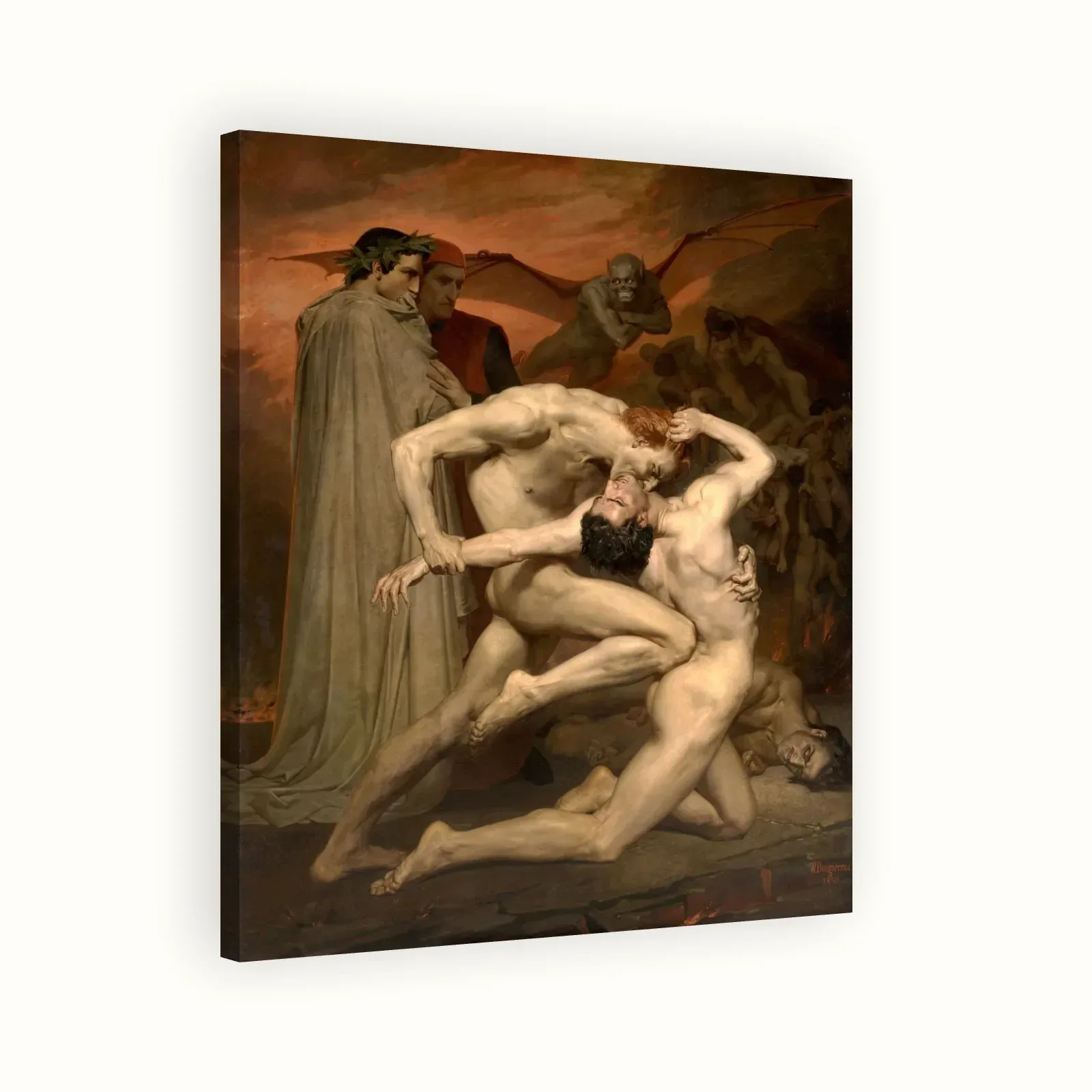Dante and Virgil in Hell by William-Adolphe Bouguereau, 1850: Stretched canvas