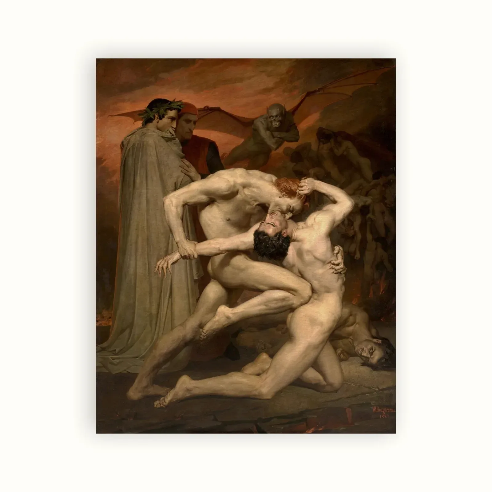Dante and Virgil in Hell by William-Adolphe Bouguereau, 1850: as a fine art print