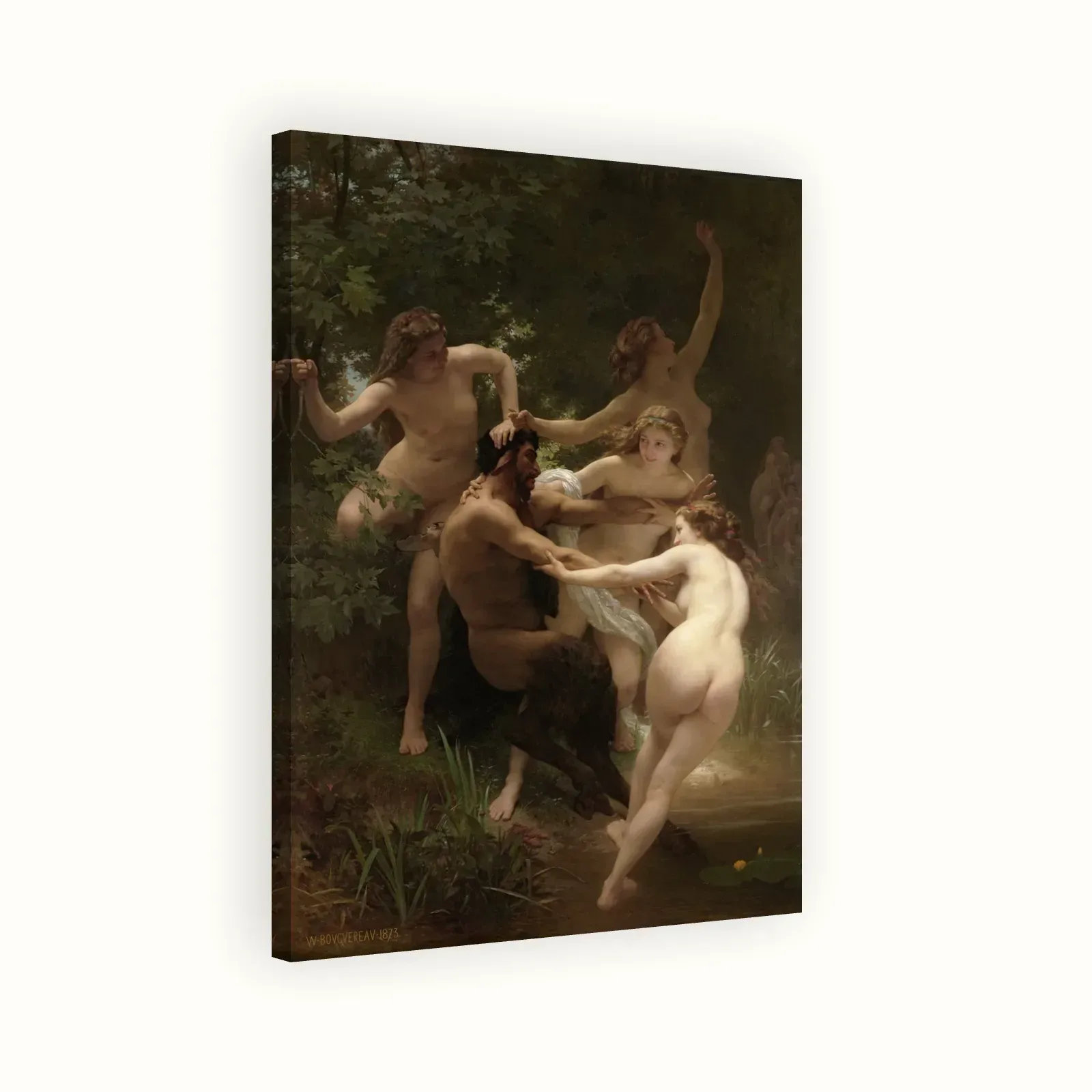 Nymphs and Satyr by William-Adolphe Bouguereau, 1873: Stretched canvas