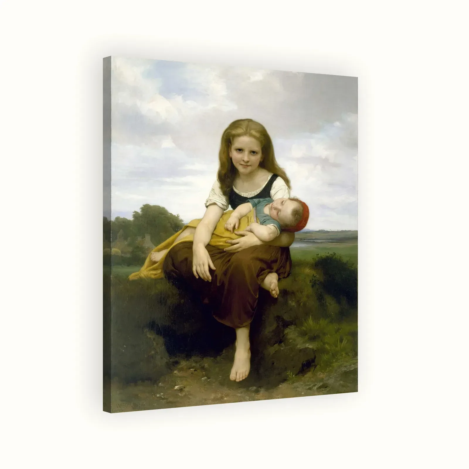 The Elder Sister by William-Adolphe Bouguereau, 1869: Stretched canvas