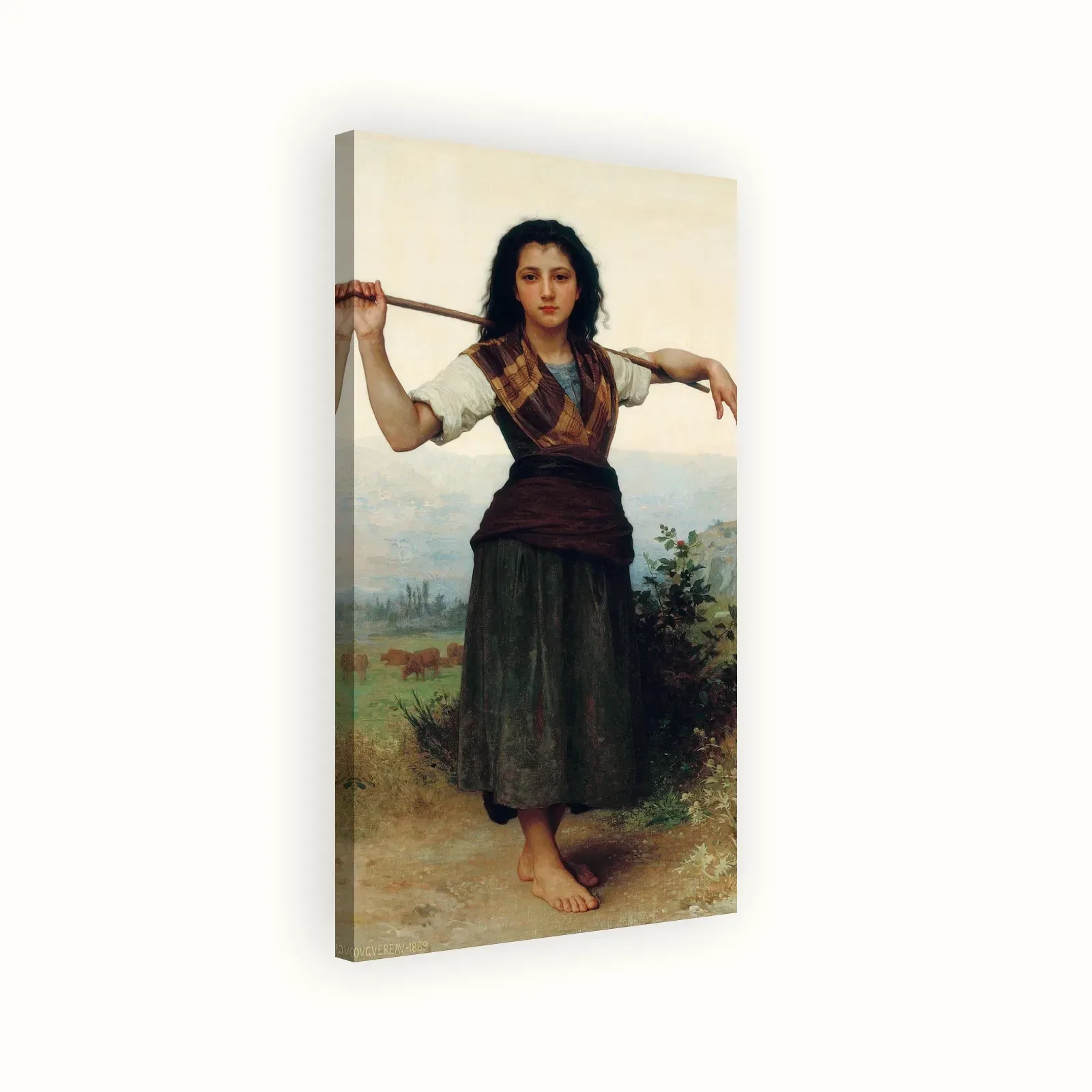 The Shepherdess by William-Adolphe Bouguereau, 1889: Stretched canvas