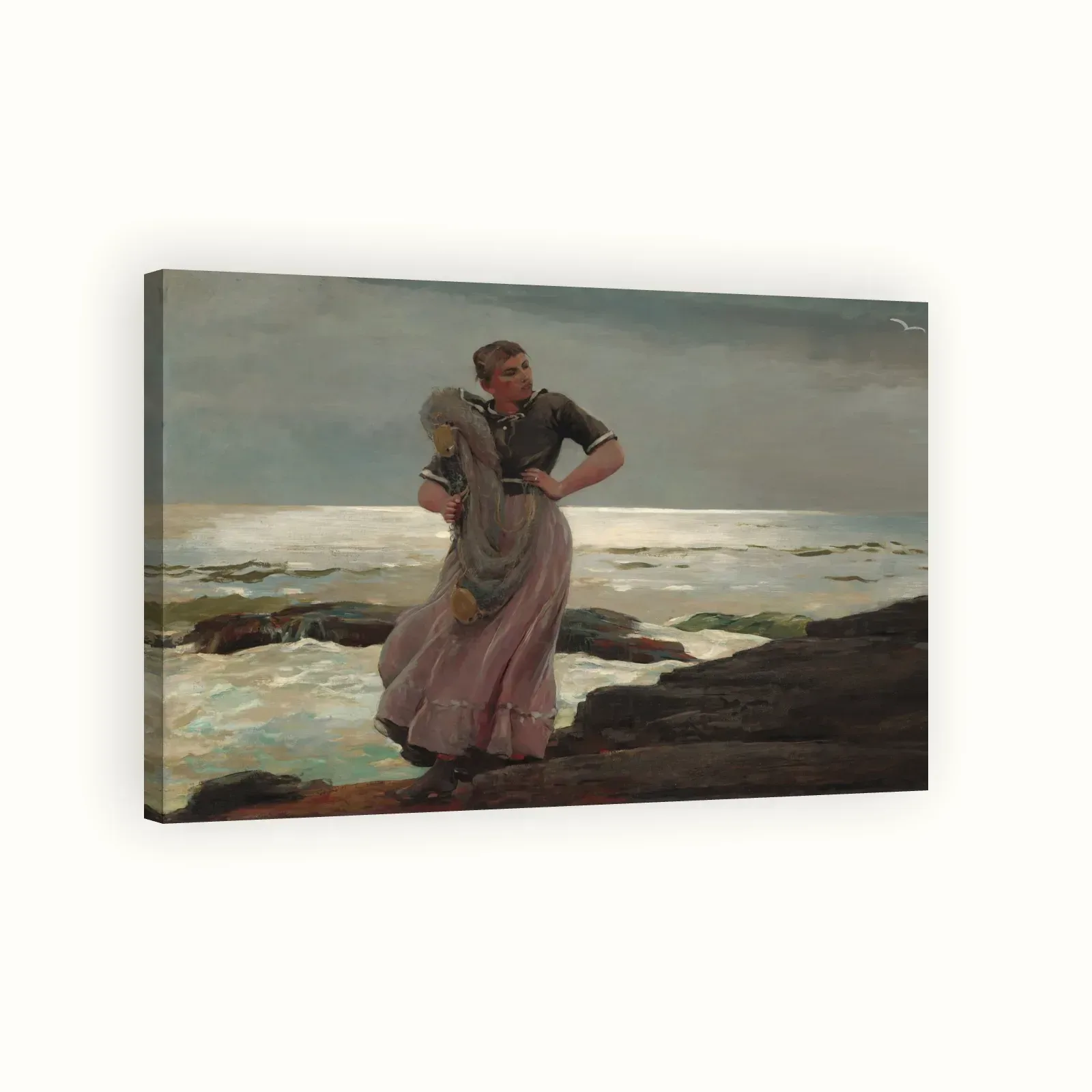 A Light on the Sea by Winslow Homer, 1897: Stretched canvas