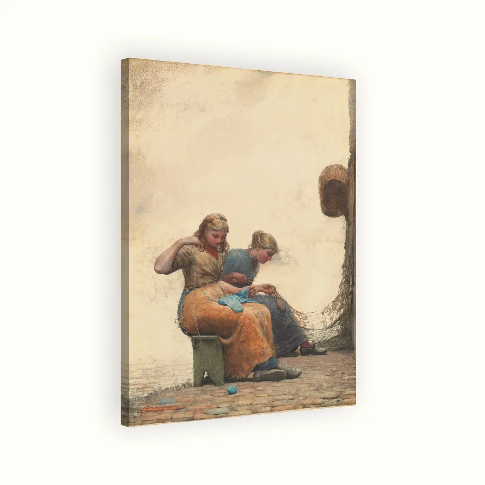 Mending the Nets by Winslow Homer, 1882: Stretched canvas