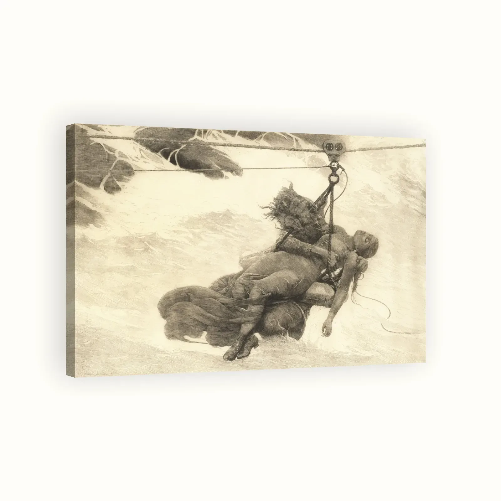 Saved by Winslow Homer, 1889: Stretched canvas
